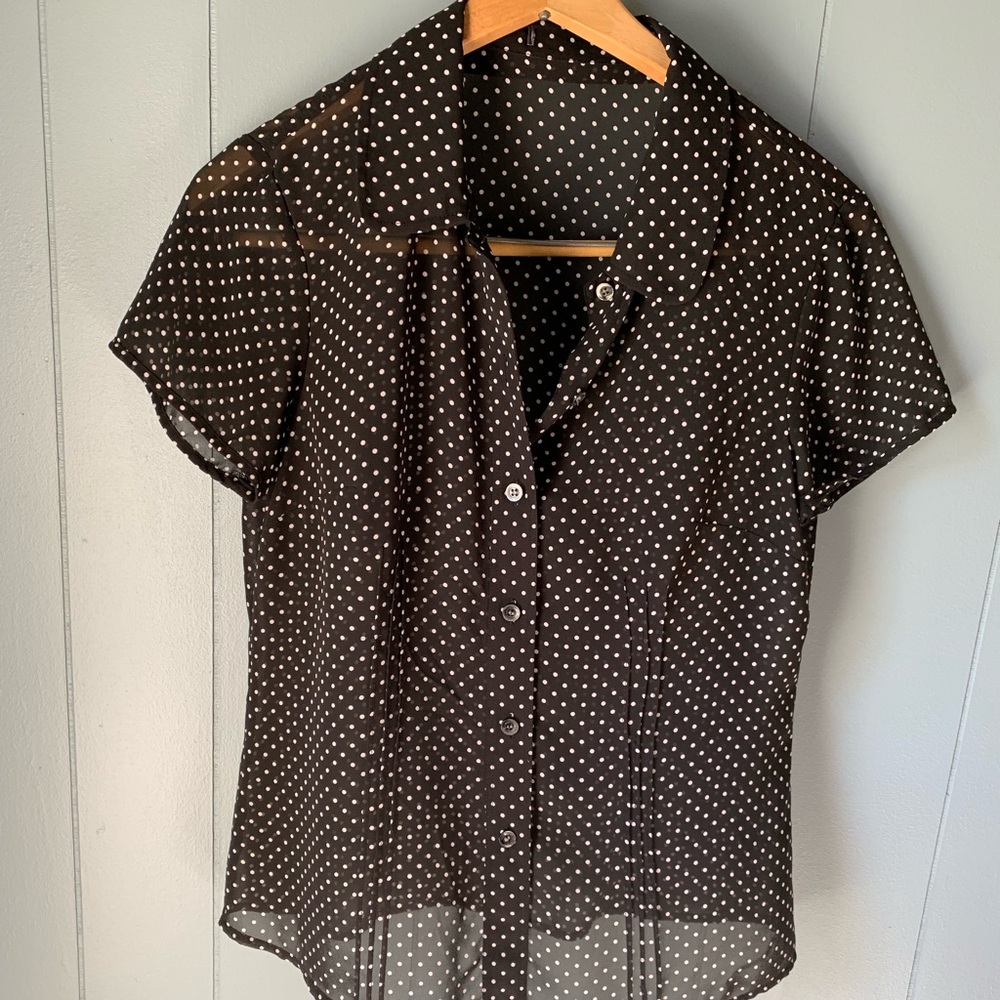 Vintage sheer polka dot button up